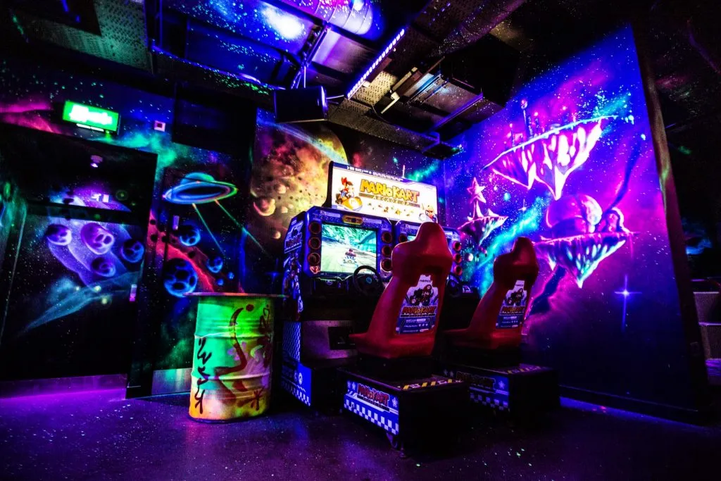 Retro arcade games in a Soho gaming venue