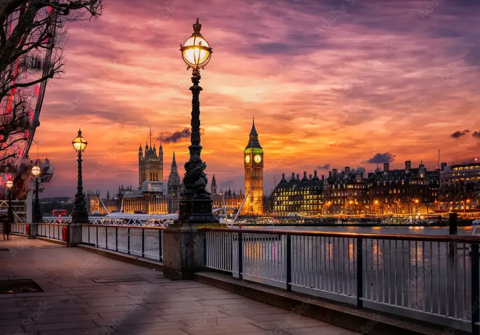 Westminster and South Bank skyline along the River Thames
