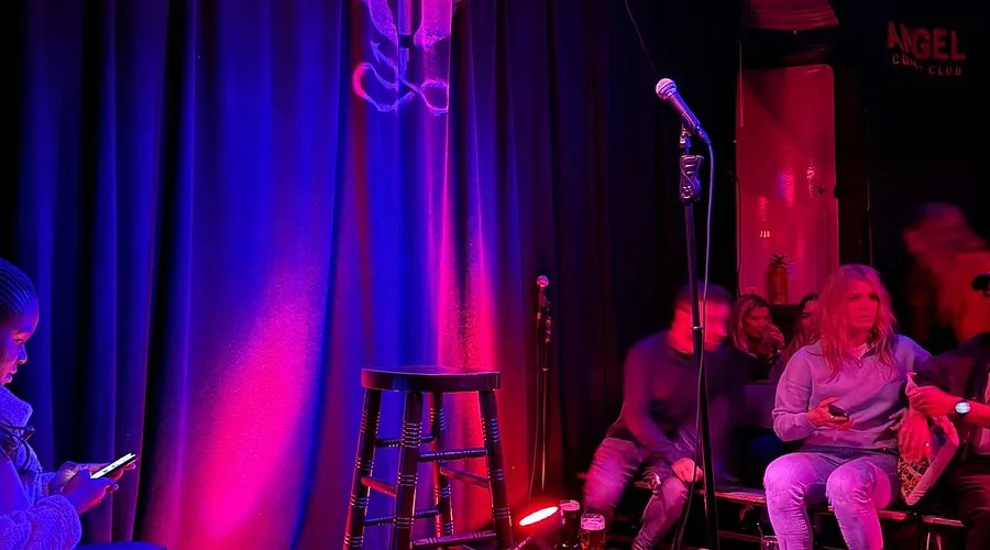 Comedian performing at Angel Comedy's The Bill Murray venue