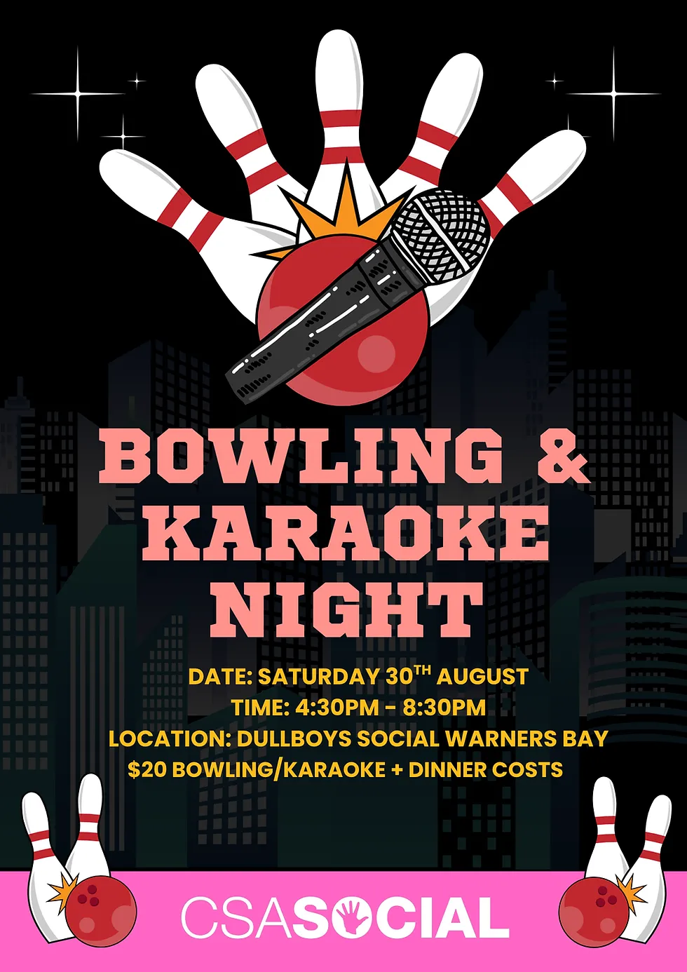 Bowling alley and karaoke night out in London