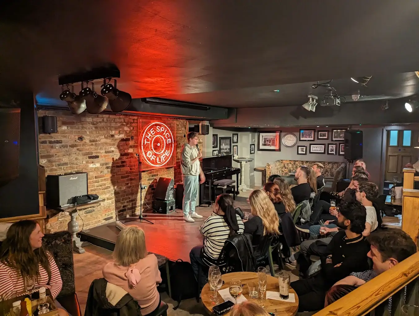 Friday night comedy show audience laughing in London