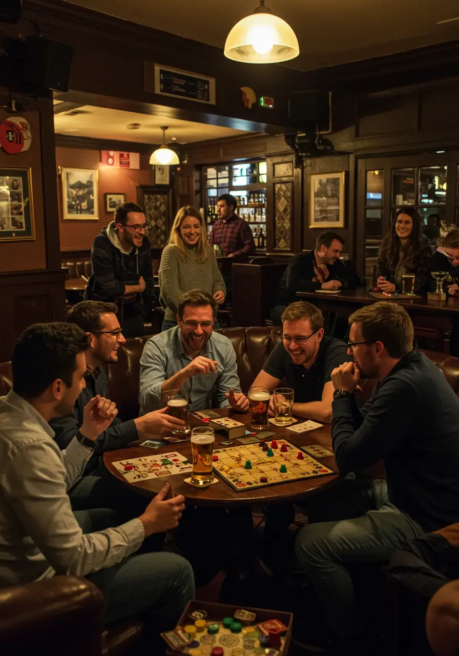 Fun group night out at a London pub