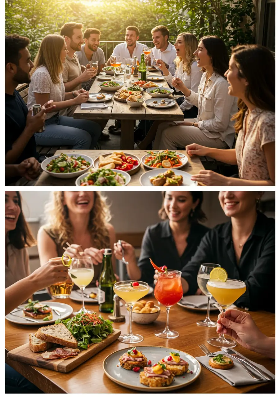 Group food and drink experience at a London market